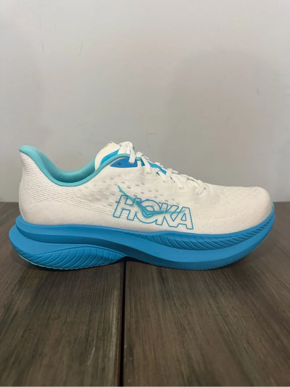 Hoka Women's White & Turquoise Athletic Running Shoe